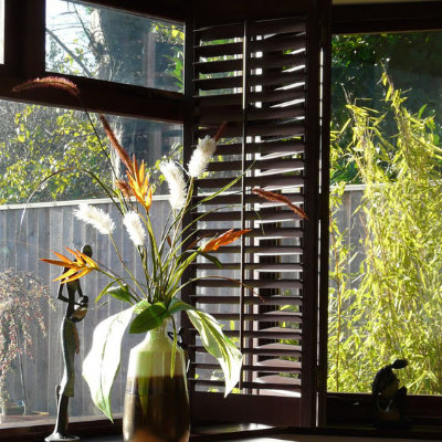 Dark wooden shutters