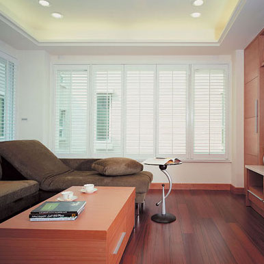 White commercial shutters